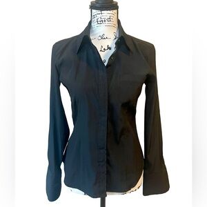 Express Tailored Stretch Button-Down Shirt – Black – Size S